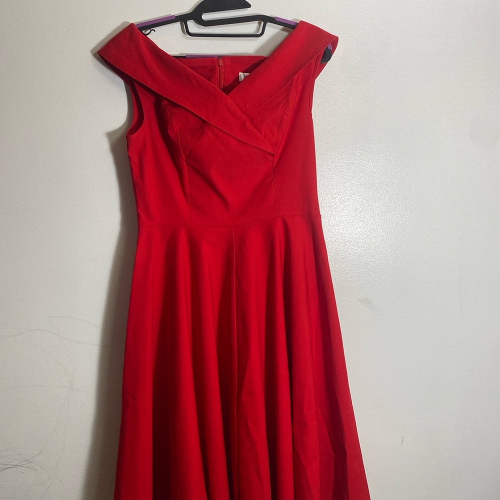 Red Asymmetrical Pleated Off-Shoulder Cocktail Dress